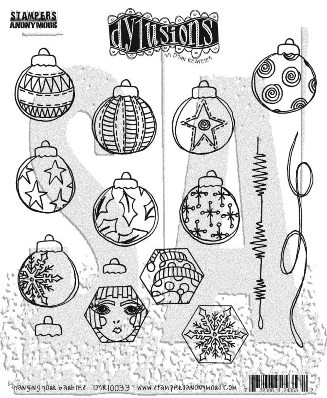 Dyan Reaveley's Dylusions Cling Stamp Collections 8.5"X7"-Hanging Your Baubles